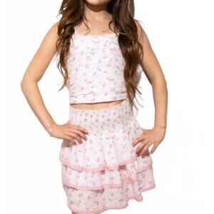 NEW THEME liot tie back top in pink ditsy